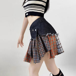 Patchwork Design Y2K Skirt