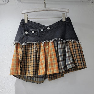 Patchwork Design Y2K Skirt
