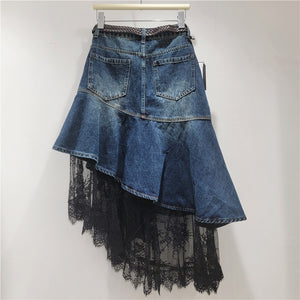 Patchwork Lace Pleated Y2K Skirt