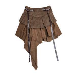 Patchwork Pleated Y2K Mini Skirt