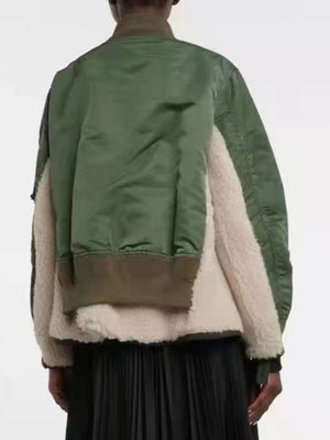 Patchwork Plush Jacket Women Spring