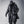 Black patchwork techwear parka coat in a long cut
