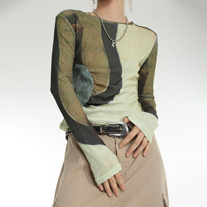 Patchwork Vintage Tops Y2K