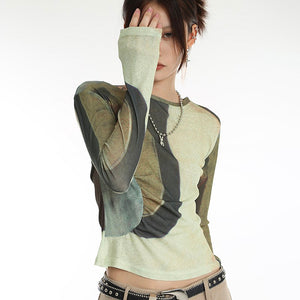Patchwork Vintage Tops Y2K