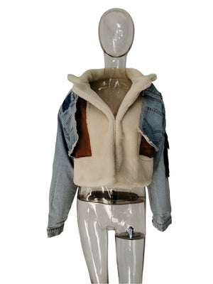 Patchwork Woolen Women Jacket Spring