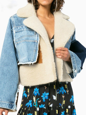 Patchwork Woolen Women Jacket Spring
