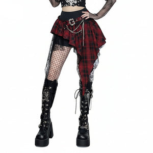 Pattern Goth Skirt Red