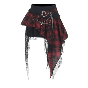 Pattern Goth Skirt Red