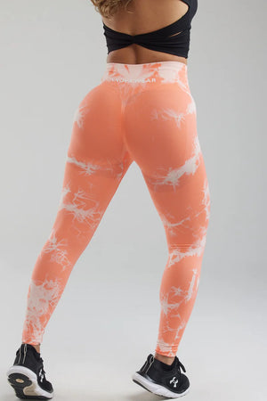Peach Tie-Dye Scrunch Butt Leggings