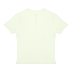 Light Green workout tee laid flat from the back, perforated panel down the center of the back