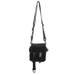 Black techwear sling bag with a dedicated phone pocket
