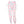 Pink and baby blue camo sweatpants on a mannequin, front view of the loose legs and gathered cuffs