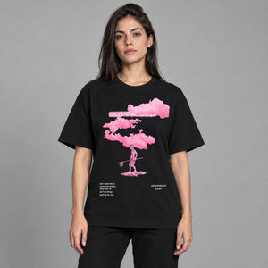 Pink Cloud Graphic Tees Y2K – worn by a woman