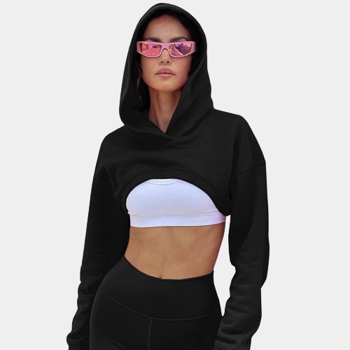 Pink Crop Top Hoodie CYBER TECHWEAR