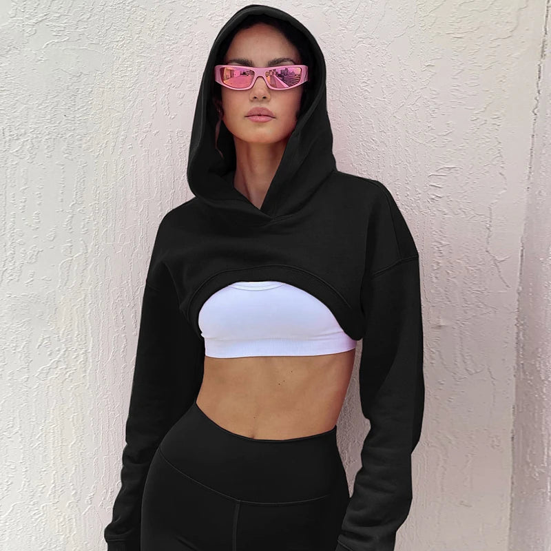 Pink Crop Top Hoodie