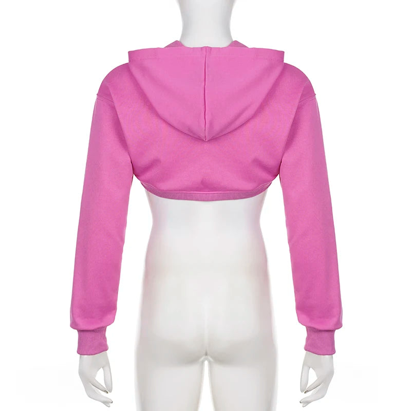 Hot pink crop top hoodie clearance