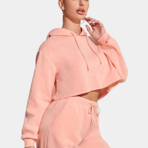 Pink Cropped Hoodie