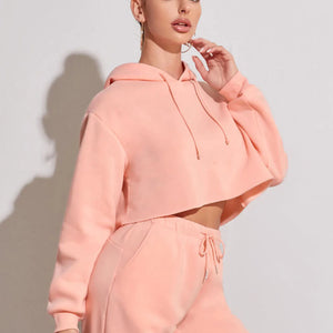 Pink Cropped Hoodie