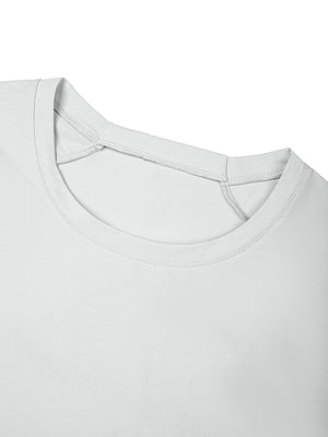 Close-up of the Light Gray crew neck, ribbed collar with a taped inner neckline seam