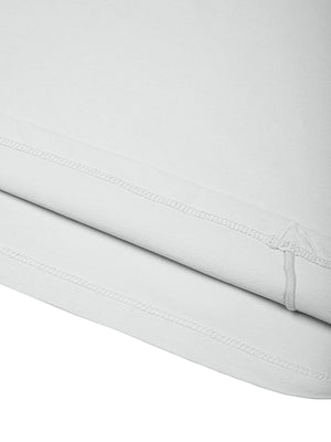Detail of the straight hem on the Light Gray workout t-shirt, with a double row of topstitching