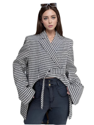 Plaid Blazer Irregular Jacket Women Spring