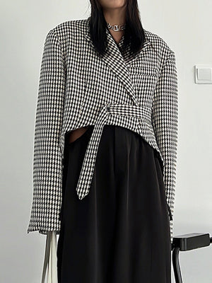 Plaid Blazer Irregular Jacket Women Spring
