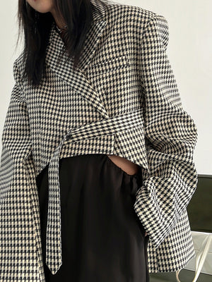 Plaid Blazer Irregular Jacket Women Spring