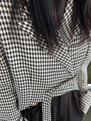 Plaid Blazer Irregular Jacket Women Spring