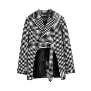 Plaid Blazer Irregular Jacket Women Spring