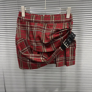 Plaid Y2K Skirt Red