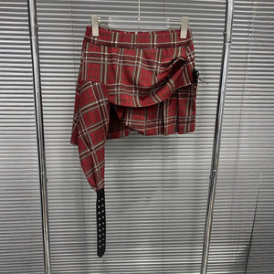 Plaid Y2K Skirt Red