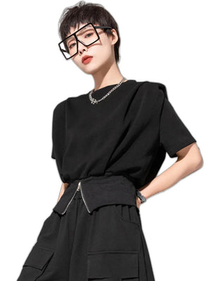 Plain Black Fitted T Shirt Women's - product view on white background