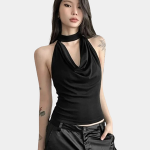 Plain Black Sleeveless Crop Top