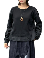 Camiseta negra lisa de manga larga para mujer