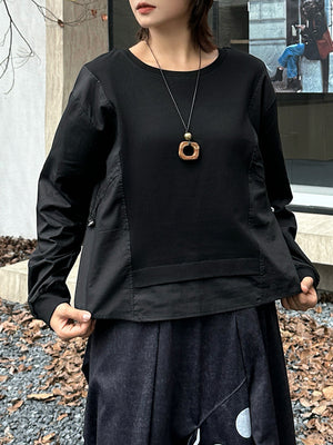 Plain Black T Shirt Women's Full Sleeve