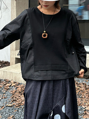 Plain Black T Shirt Women's Full Sleeve