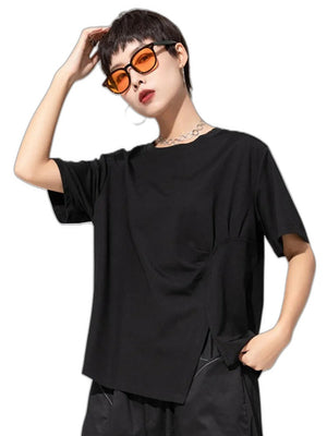 Plain Black T Shirt Women's Oversize - product view on white background