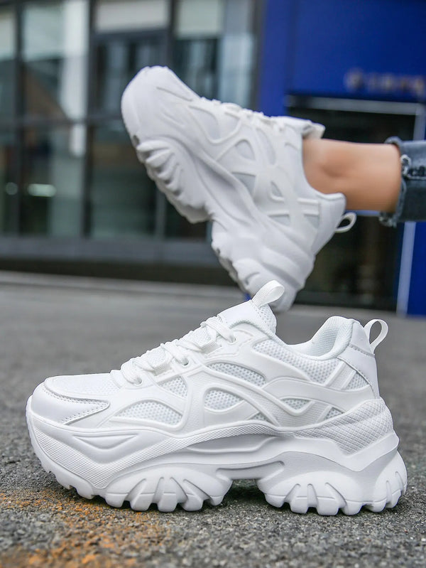 Plain White Platform Sneakers