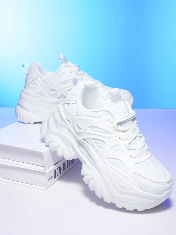 Plain White Platform Sneakers
