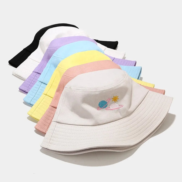 Planet Embroidery Bucket Hat