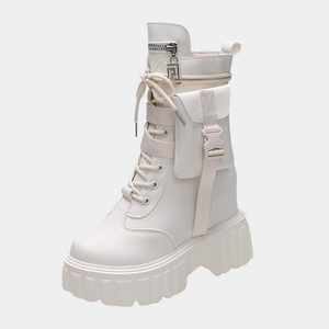 Platform Ankle Boots White