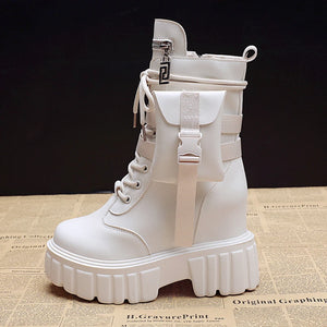 Platform Ankle Boots White