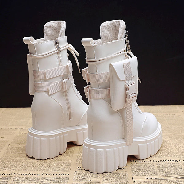 Platform Ankle Boots White