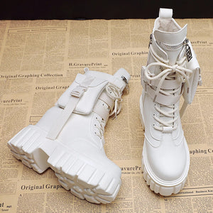 Botines de plataforma blancos
