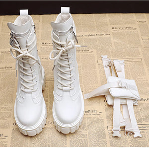 Platform Ankle Boots White