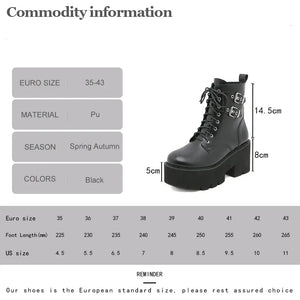 Platform Black Boots Lace Up