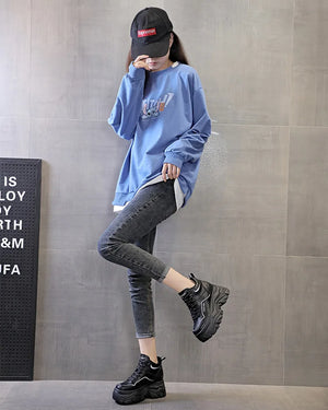 Platform Black Leather Sneakers