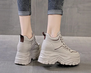 Platform Black Leather Sneakers