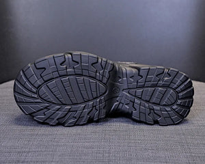 Platform Black Leather Sneakers