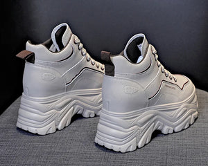 Platform Black Leather Sneakers